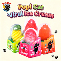 PoPI CAT Nanas/Stroberi/Jeruk/Leci Grosir Halal Es Krim Susu Rasa Buah Puree 75g Kemasan Beku