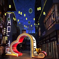 Nouveau Design Extérieur Commercial Rue Urbaine Abstraite Coeur Statue Décoration Led Coeur Forme Arc Motif Lumière Paysage Éclairage