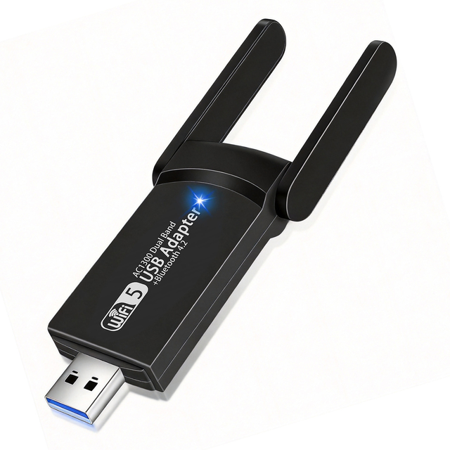 SYONG USB 3.0 WiFi Bluetooth Adapter, WiFi Dongle, 1300Mbps Dual Band 2.4/5.8Ghz Free Driver Wireless Network External Receiver