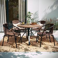 Ensemble de salle à manger d'usine vente en gros chaude ensemble de salle à manger d'extérieur étanche en rotin PE osier avec table de bistro en verre et métal