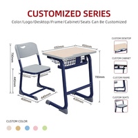 Ensemble de mobilier scolaire moderne et personnalisé pour salle de classe : bureau et chaise d'élève