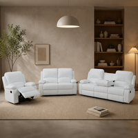 Canapé inclinable en cuir PU au design moderne, prix de gros usine, avec table basse extensible, rembourrage en mousse durable, pieds en métal
