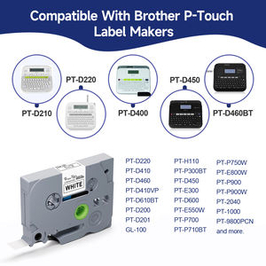 Kompatibles TZe-221 9mm Schwarz auf Weiß Etikettenband Standard Laminiertes Klebeetikettenband für Brother <span class=keywords><strong>P</strong></span>-touch Drucker - Product Image 2