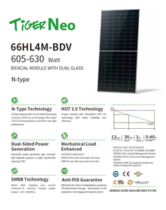 แผงโซลาร์เซลล์ Jinko tiger Neo 66HL4M-BDV ระดับ Tier 1 ยี่ห้อ N Type แบบสองหน้า กำลังไฟ 620 วัตต์ 625 วัตต์ 630 วัตต์ กระจกสองชั้น 620W 630W - Product Image 1