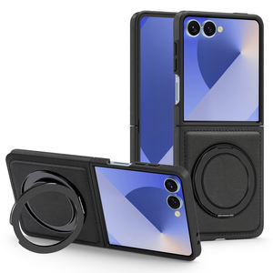 Étui de téléphone magnétique en cuir de luxe antichoc avec support en métal rotatif pour Samsung Galaxy <span class=keywords><strong>Z</strong></span> Flip 7 - Product Image 1