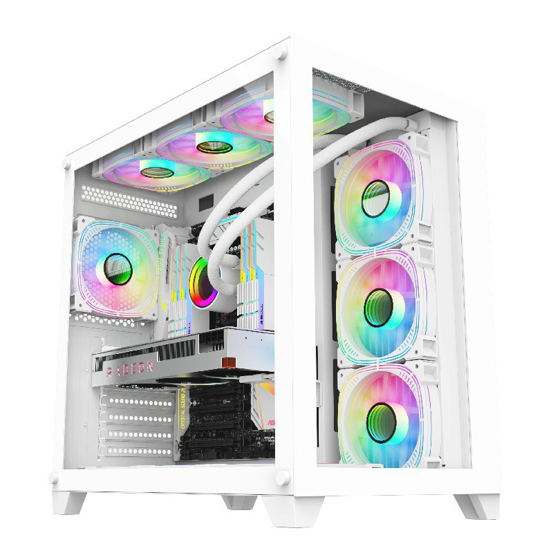 2023 Hot Sale Factory OEM Custom Computer Case Tower Gaming PC Case ATX Acrylic Glass Cabinet With RGB Fan For Desktop Case