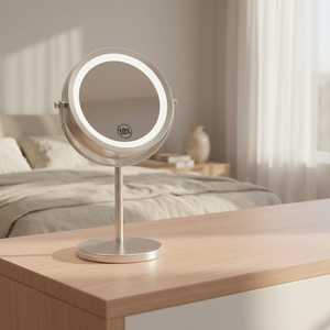 Miroir de Maquillage LED Intelligent Rotatif à 360° avec Grossissement 3x, Double Face, Commande Tactile, Lumières Tricolores, Alimenté par Piles, <span class=keywords><strong>pour</strong></span> <span class=keywords><strong>Coiffeuse</strong></span> - Product Image 1