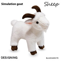 Offre Spéciale Super doux Simulation blanc et noir chèvre de montagne Animal en peluche réaliste enfant jouets en peluche cadeau pour les enfants