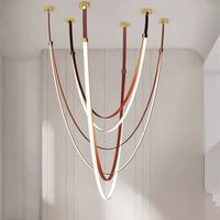 Lustre moderne simple à haut duplex, forme allongée, lampe centrale pour hôtel, villa, salon, pour éclairage suspendu