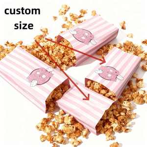 Pink Striped Popcorn Eco-Friendly <b>Paper</b> Bags for Concession Stands, Cinema Events & Branded Popcorn Packaging (Customizable) - Product Image 3