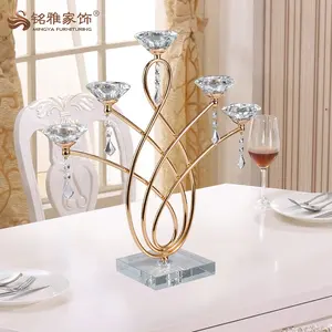 Candelabro de metal con diseño de árbol de Navidad para el hogar, candelabro decorativo con diseño de árbol de Navidad de metal dorado rosa y vidrio de tallo largo