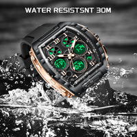Montre étudiante LIGE FB0096 en silicone tonneau, avec alarme, chronomètre, compte à rebours, sonnerie horaire, luminescente, étanche, multifonction + boîte