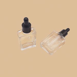 30ml 50ml 100ml Square Glass Serum <b>Dropper</b> <b>Bottles</b> for Essential Oil With Gold Sliver Bamboo Cap - Product Image 4