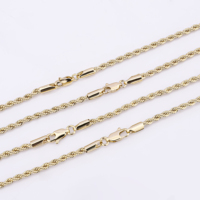 Chaîne de cou en or plaqué or 14 carats, style hip-hop, maillons torsadés, épaisse, 22'', 24'', 26'', 3 mm, pour femme