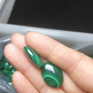 Dongguan Aita Wholesale Natural Malachite Stone Loose Gemstones 20x15mm Oval Two-Face Drop Cabochon For Jewelry Making