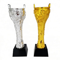 Trophée de championnat de football personnalisé en résine dorée et bois sculpté à la main, durable, souvenir sportif, cadeau personnalisé