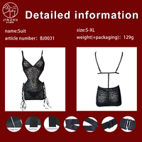 JINZHU Gaun Mini Bodycon Seksi Motif Leopard Laris Manis untuk Wanita Set Lingerie Erotis