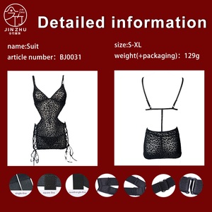 JINZHU Vestito Mini Aderente Sexy con Stampa Leopardata, Set Lingerie Erotica per Donne - Product Image 4