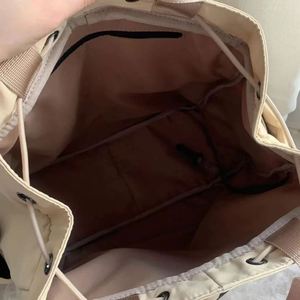 Minimalist Large Capacity Casual <b>Backpack</b> with Drawstring Versatile Elegant Burlap Tote Bag Solid Color Handbag - Product Image 4