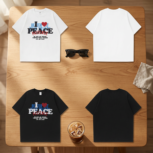 T-shirt imprimé « Lettre de Paix » pour le printemps et l'été 2026, chemise décontractée et tendance à manches courtes pour homme - Product Image 1