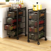 Étagère de rangement multifonctionnelle pour fruits et légumes avec roulettes, pour cuisine et maison
