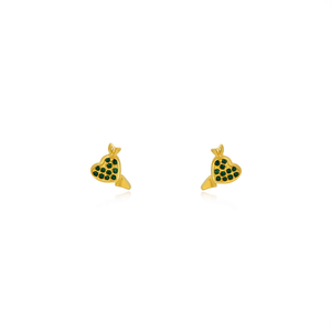 Fashion <b>Stud</b> <b>Earrings</b> Heart Shape Green Stones PVD Gold Plated 316L Stainless Steel Sustainable Resistant Jewelry - Product Image 2
