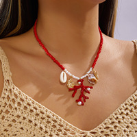 Collier Bohème Polyvalent avec Perles de Riz, Coquillages et Étoiles de Mer pour Femme – Vente en Gros