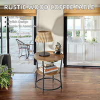 Table basse en bois rustique au design européen moderne personnalisé avec structure métallique et plateau en bois pour usage domestique