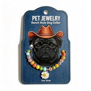 Ranch Style Colorful <b>Beaded</b> Pet <b>Collar</b> Daisy Pendant <b>Dog</b> Necklace With Extension Chain Western Cowboy Pet Jewelry - Product Image 5