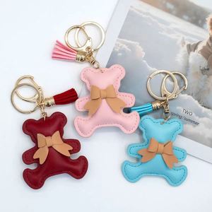 Pu Leather Multi-color <b>Cute</b> <b>Bear</b> Bag Pendant Keychain Creative and Trendy Colorful <b>Bear</b> Car Keychain Pendant - Product Image 2