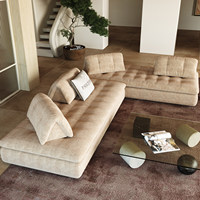 Canapé modulaire premium à dossier réglable en tissu coton et lin, fauteuil de salon moderne de luxe en forme de L avec dossier camel