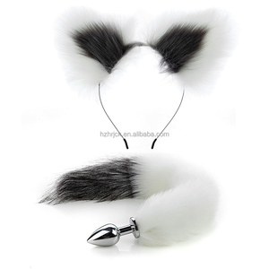 Fluffy Fox Ear Headband & Tail Anal Ass Plug Accesorios <span class=keywords><strong>de</strong></span> disfraz <span class=keywords><strong>de</strong></span> poliéster para mujeres adultas - Product Image 3