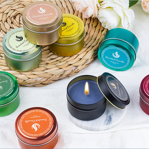 Portable petite bougie de cire de soja cadeau souvenir de haute qualité or rose boîte de conserve bougies parfumées - Product Image 2