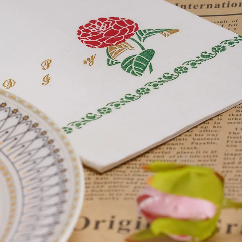 Custom Napkins With Logo Disposable Hand Airlaid Tissue Paper Napkins Linen Like Wedding Dinner Bathroom Hand Towel Tissue Paper