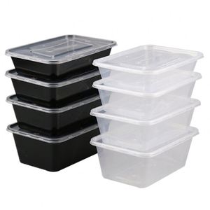 Disposable clear Black square Plastic Food Container Take Away Plastic Rectangle Food <b>Box</b> Lunch Boxes - Product Image 1