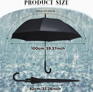 Black <b>Umbrella</b> Bulk Wedding Stick <b>Umbrellas</b> Large Canopy <b>Windproof</b> Rain Auto Open J Hook Handle for Adult - Product Image 2