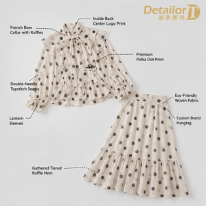 Completi da <span class=keywords><strong>Donna</strong></span>: Set 2 Pezzi con Camicia <span class=keywords><strong>a</strong></span> Maniche <span class=keywords><strong>a</strong></span> Lanterna e Gonna <span class=keywords><strong>a</strong></span> Sirena, Colletto con Fiocco <span class=keywords><strong>a</strong></span> Pois Francese - <span class=keywords><strong>Abbigliamento</strong></span> Boutique di Design - Product Image 2