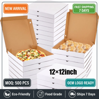 Boîtes à Pizza en Papier Ondulé Gaufré Blanc de Qualité Supérieure Personnalisables pour Pizzas Faites Maison