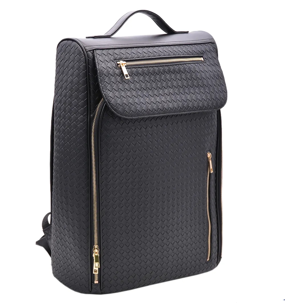 Laptop Backpack Bag Luxury Designer Women Bag Hand Woven Vegan Leather Backpack Trend Leather Woven Backpack College Casual Laptop Backpack