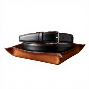 Cinturones BS INTERNATIONAL Personalizables de Estilo Vintage, Hebilla Cuadrada de Acero con Diseño 3D, Ecológicos y Duraderos, de 3.8 CM, en Cuero Vacuno Negro - Product Image 4