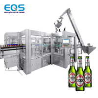 Ligne de production automatique de bière, machine industrielle de lavage, de remplissage, de bouchage et d'emballage de bouteilles en verre pour brasserie