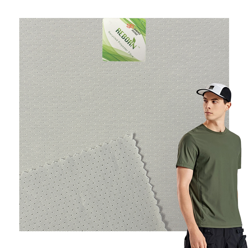 Recyclable Polyester Recycled Woven Breathable Microfiber Straight Mesh Fabric Environmentally Friendly Sportswear Medium Weight