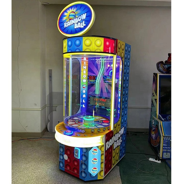 Good Quality Coin Operated Rainbow Ball Drop to Win Carnival Redemption Game Machine for Video Games City