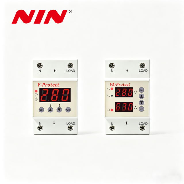 Adjustable Voltage Stabilizer Protector Relay Automatic Reset Single Phase AC Plastic Material Home Use LED Display SVC IP20