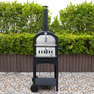 Vertical Stainless Steel Enamel Coated Tall Leg Pizza Oven Trolley Wood Fired Outdoor BBQ Grill Multifunctional Windproof Design - Product Image 2