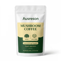 Poudre de café aux champignons bio Ausreson OEM, mélange en poudre de café aux champignons à marque privée, supplément instantané sain à base de plantes, vente en gros de poudre de café aux champignons