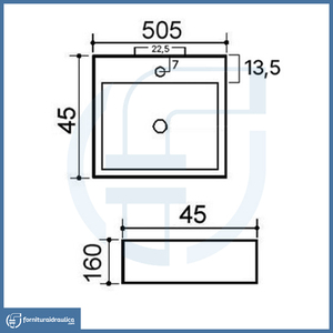 Lavabo da Appoggio Moderno e Tradizionale 50.5x44.5cm in Porcellana e Marmo per Uso Alberghiero - Product Image 2