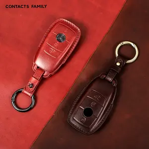 Grosir kontak keluarga-CONTACTS Sarung Kunci Pintar Remote Control Masuk Tanpa Kunci Kulit untuk Mercedes Benz GLA200/C200L GLC260/ GLK300/S/E