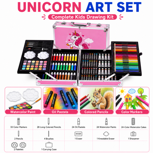 Set Artistico all'Ingrosso da 145 Pezzi, Kit per Disegno e Pittura con Pennarelli, Matite Colorate, Pastelli a Olio, Colori ad Acquerello - Product Image 3