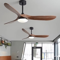Ventilateur de plafond rétro à moteur AC avec télécommande pour hôtel, projet commercial, décoration de salon, ventilateur de plafond LED avec lampe